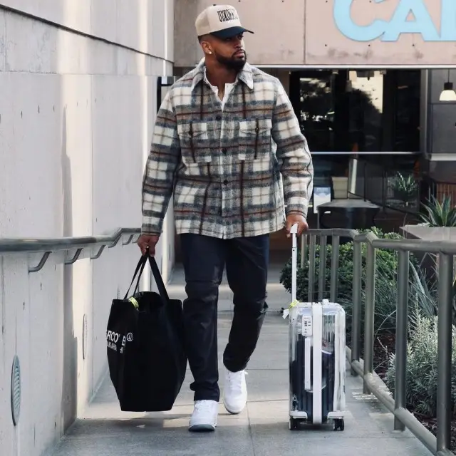 Jamal Adams outfit in Bottega Veneta, Jordan, and Undercover, 2020
