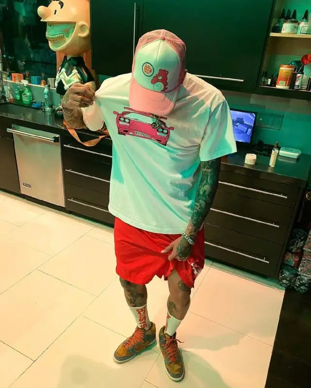 Chris Brown outfit in Nike and Ecosys La, 2020