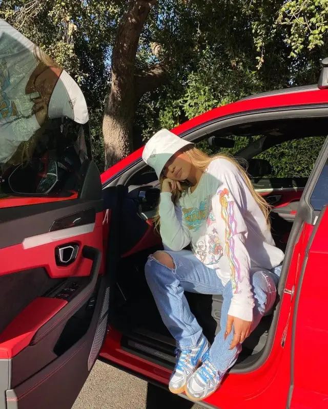 Kylie Jenner outfit in WyCo Vintage, Levi’s, and Prada, 2020