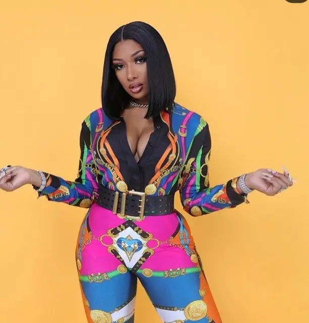 Megan Thee Stallion outfit in Versace, 2020