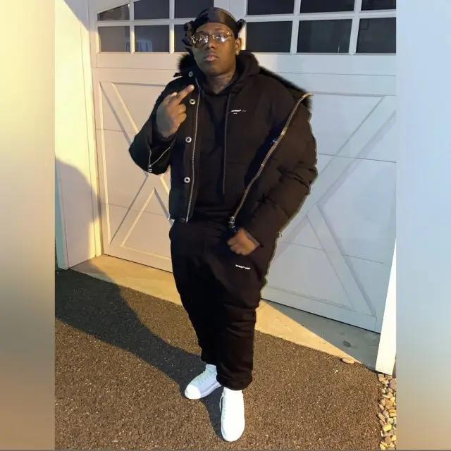 Sheff G outfit in Moose Knuckles Canada and Off-White, 2020