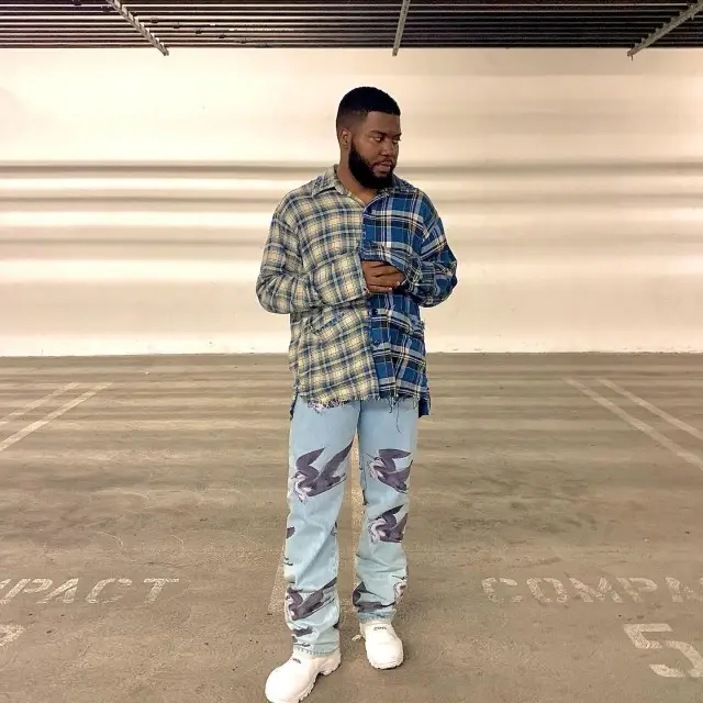 Khalid outfit in Greg Lauren and Heron Preston, 2020