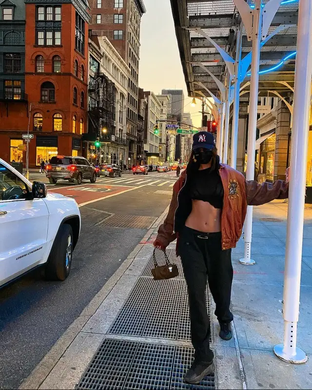 Bella Hadid outfit in Jeff Hamilton, Sami Miro, and Chanel, 2020
