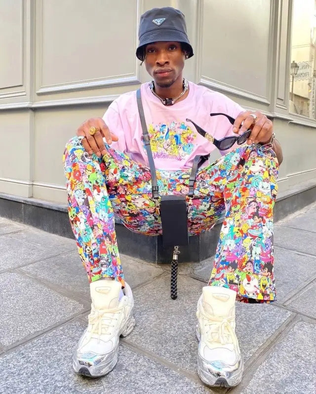 Jordan Tupak outfit in Vetements, Versace, and Prada, 2020