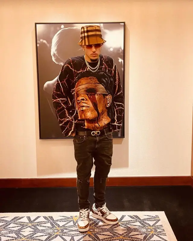 LiAngelo Ball outfit in Starving Brand, Cartier, and Burberry, 2020