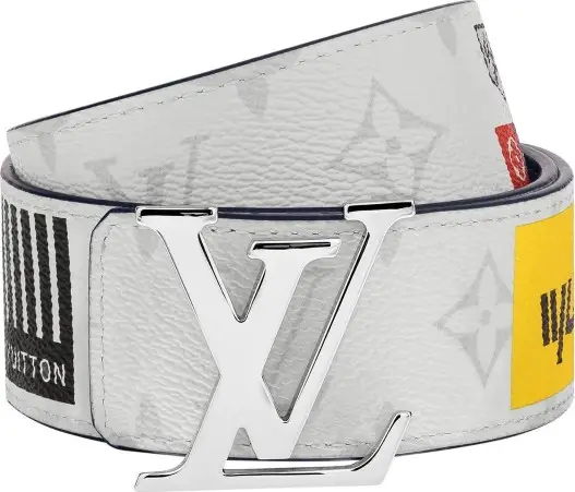Louis Vuitton LV Initiales Belt Monogram Logo Story 40MM White in  Canvas/Calfskin with Silver-tone - US