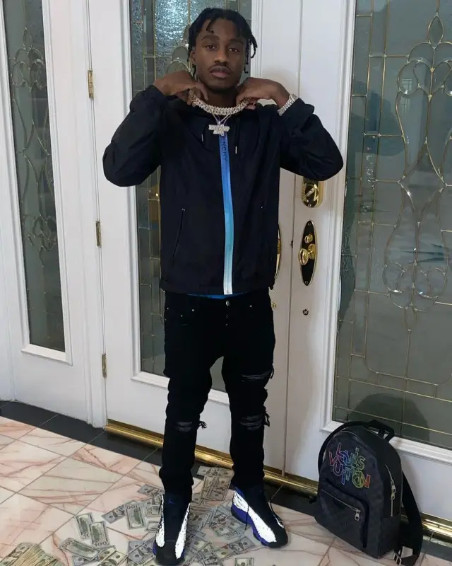 Lil Tjay outfit in Givenchy, Amiri, and Jordan, 2020