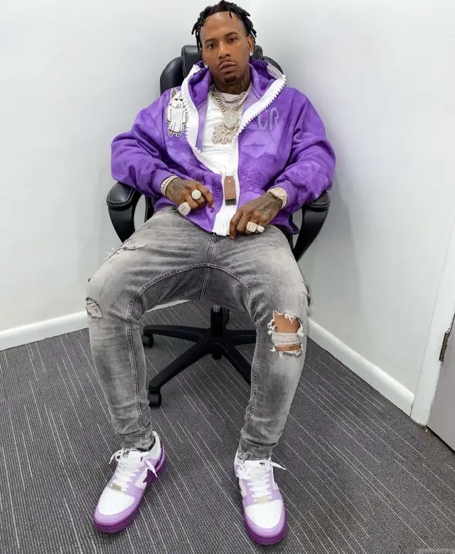 Moneybagg Yo outfit in Rebel and Bape, 2020