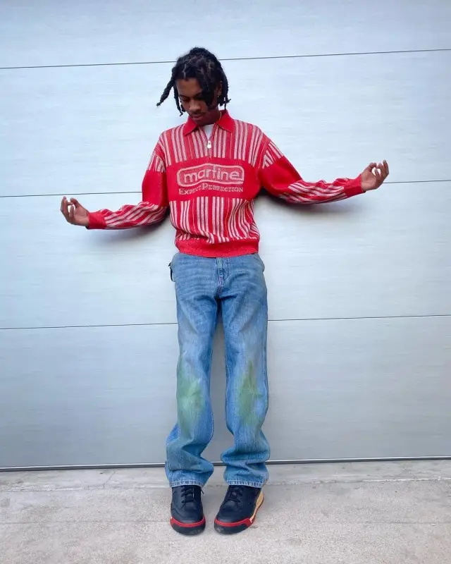 Yung Kayo outfit in Martine Rose, Gucci, and Maison Margiela, 2020