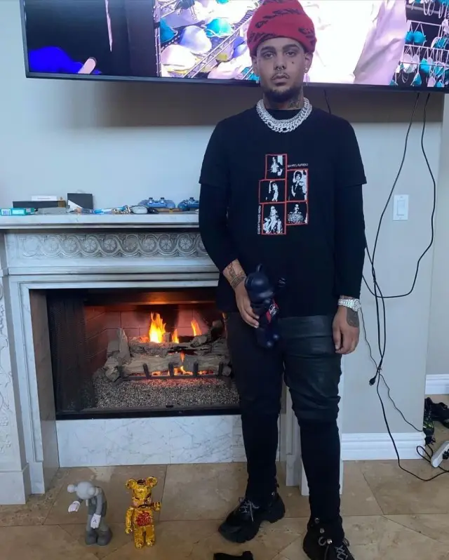 Smokepurpp outfit in Saint Laurent, Giuseppe Zanotti, and Balenciaga, 2020
