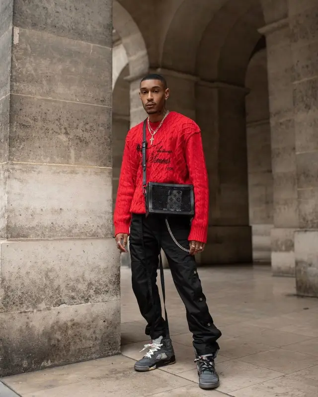 Darion Benzo outfit in Raf Simons, Fear of God, and Louis Vuitton, 2020
