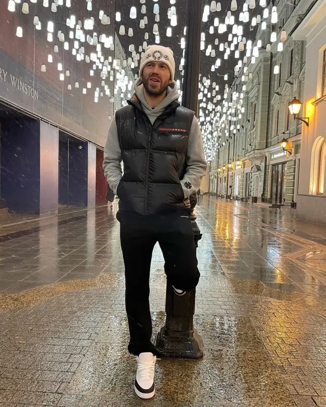 Fedor Smolov outfit in Prada, Balenciaga, and Chrome Hearts, 2020