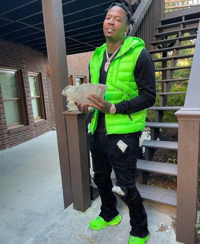 Moneybagg Yo outfit in Diesel, Valabasas, and Balenciaga, 2020