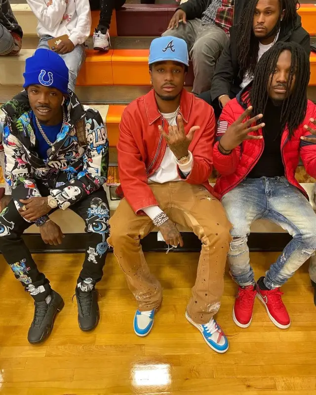 Quavo outfit in Gallery Dept., New Era, and Offset Merch, 2020