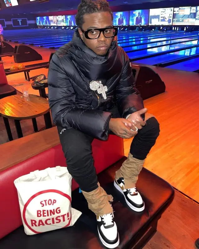 Gunna outfit in Rick Owens, Burberry, and Moncler, 2020
