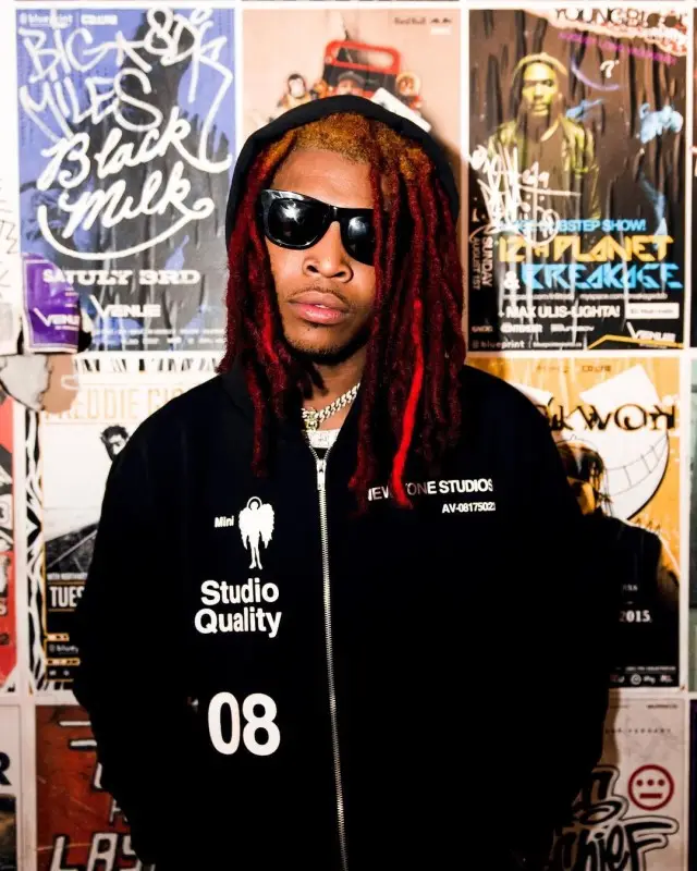 Lil Keed outfit in New Tone Studios, 2019