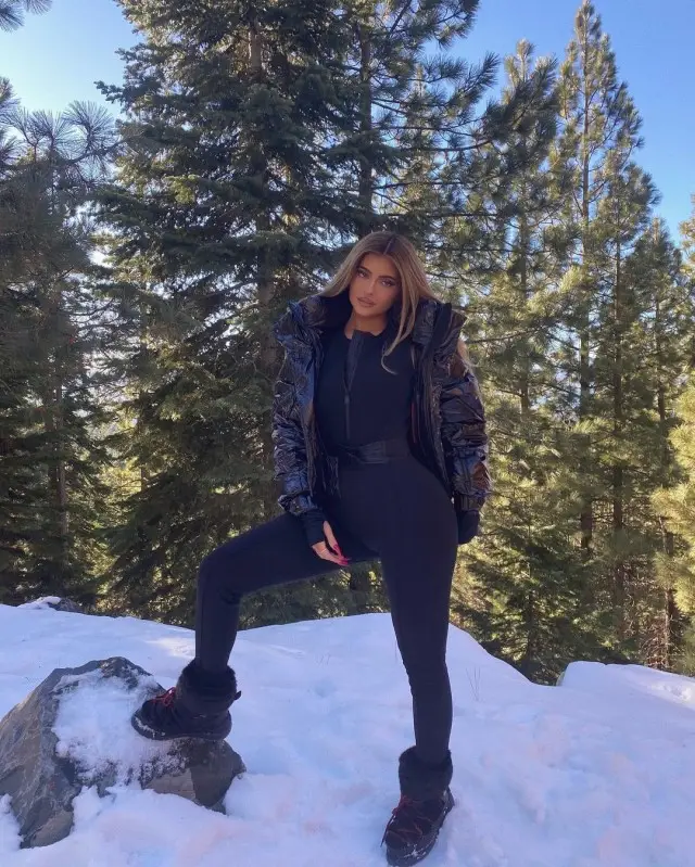 Kylie Jenner outfit in Moncler and Dior, 2020