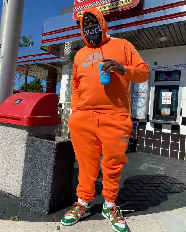 Rick Ross outfit in Nike and Off-White, 2020