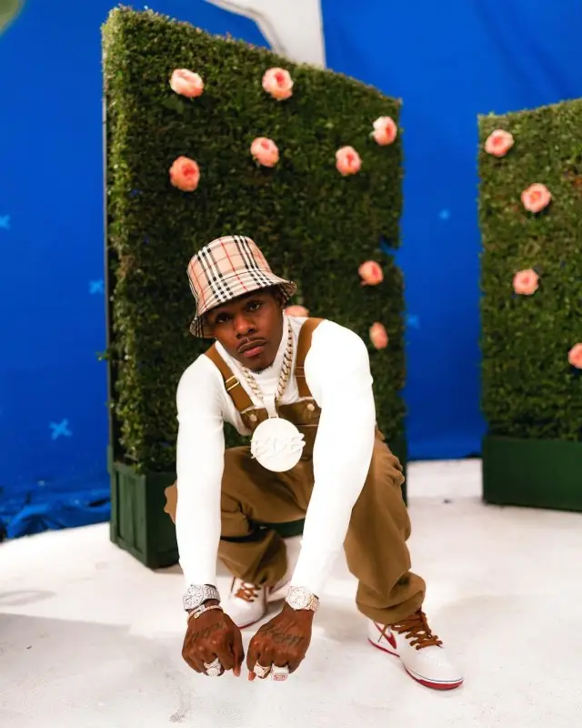 DaBaby outfit in Nike, Burberry, and Dickies, 2020