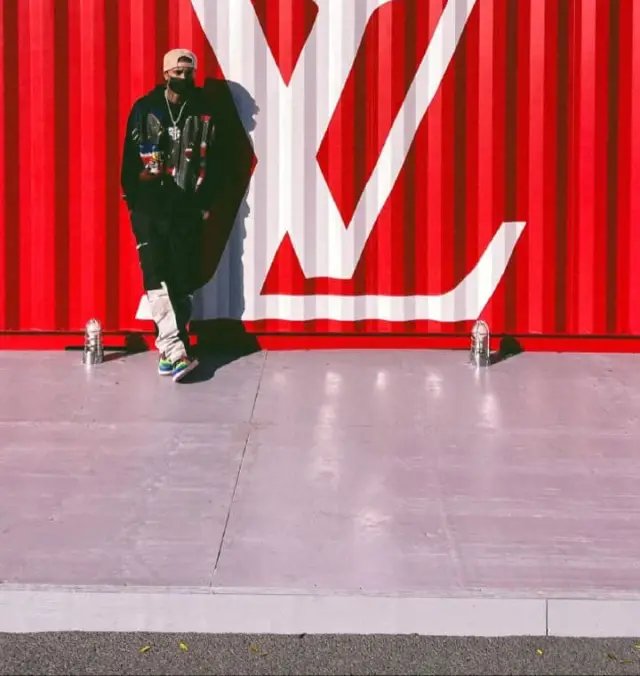 Tyga outfit in Palm Angels, Heron Preston, and J Balvin Merch, 2020
