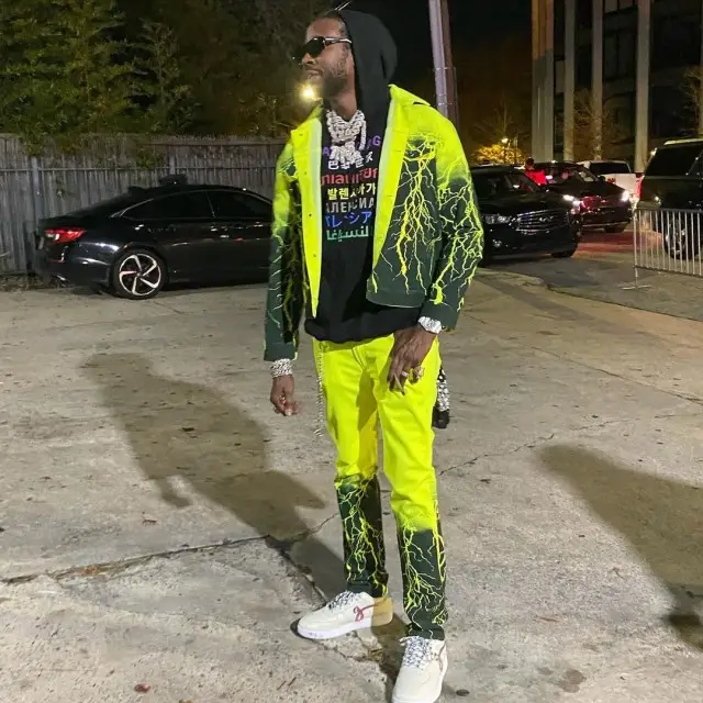 2 Chainz outfit in Marc Jacques Burton, John Geiger, and Balenciaga, 2020