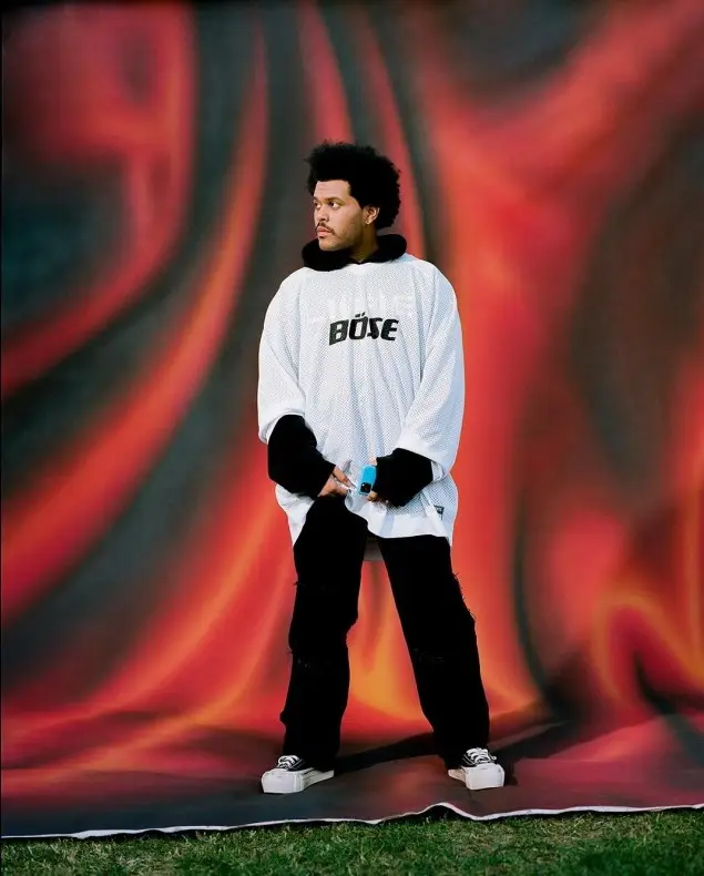 The Weeknd outfit in Vetements, Raf Simons, and Visvim, 2020