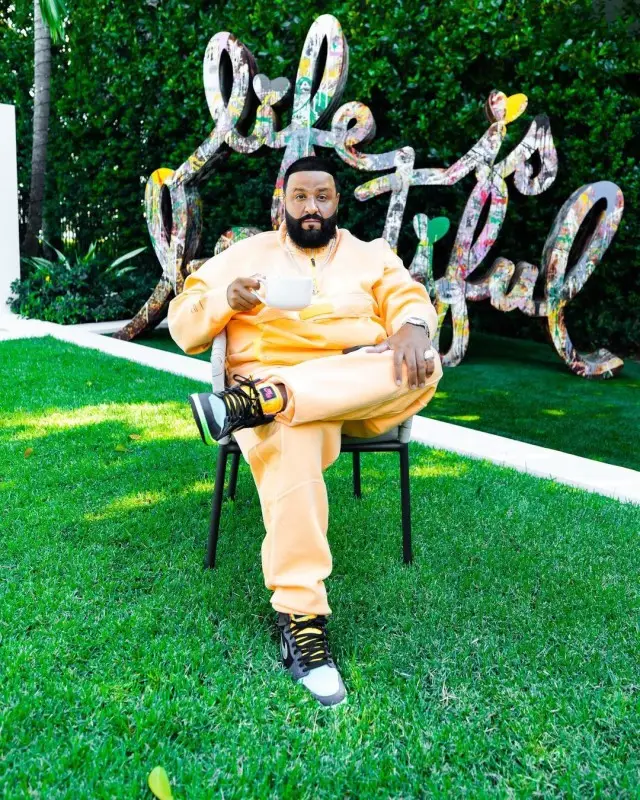DJ Khaled outfit in Jordan and Nike, 2020