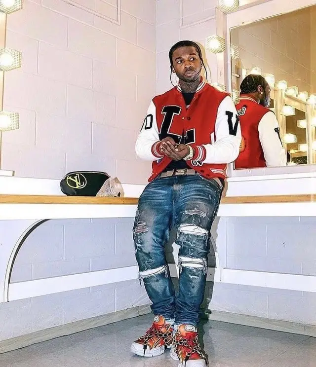 Pop Smoke outfit in Louis Vuitton, Amiri, and Hermes, 2018