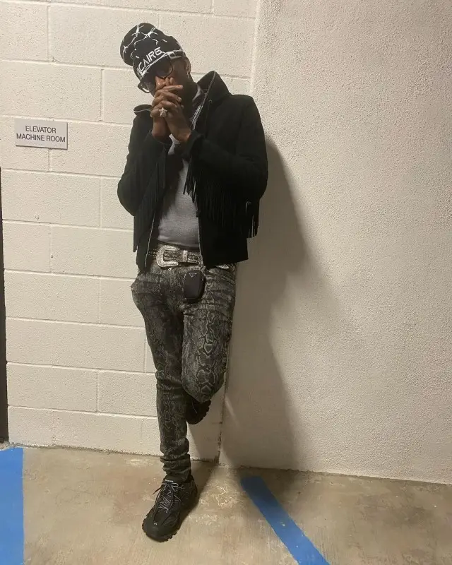 Lil Duke outfit in B.B. Simon, Chrome Hearts, and Vicaire, 2020