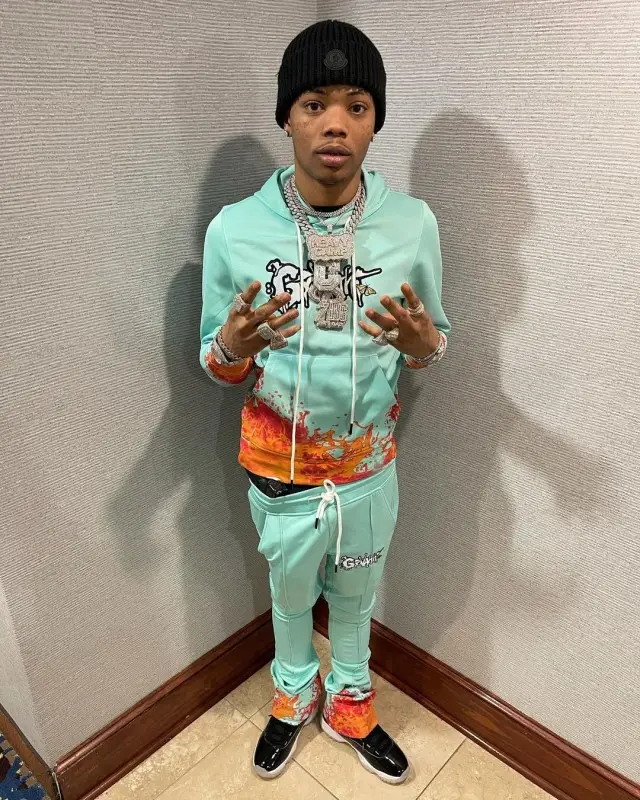 Lil Migo outfit in Giovanni La Venganza, Jordan, and Moncler, 2020