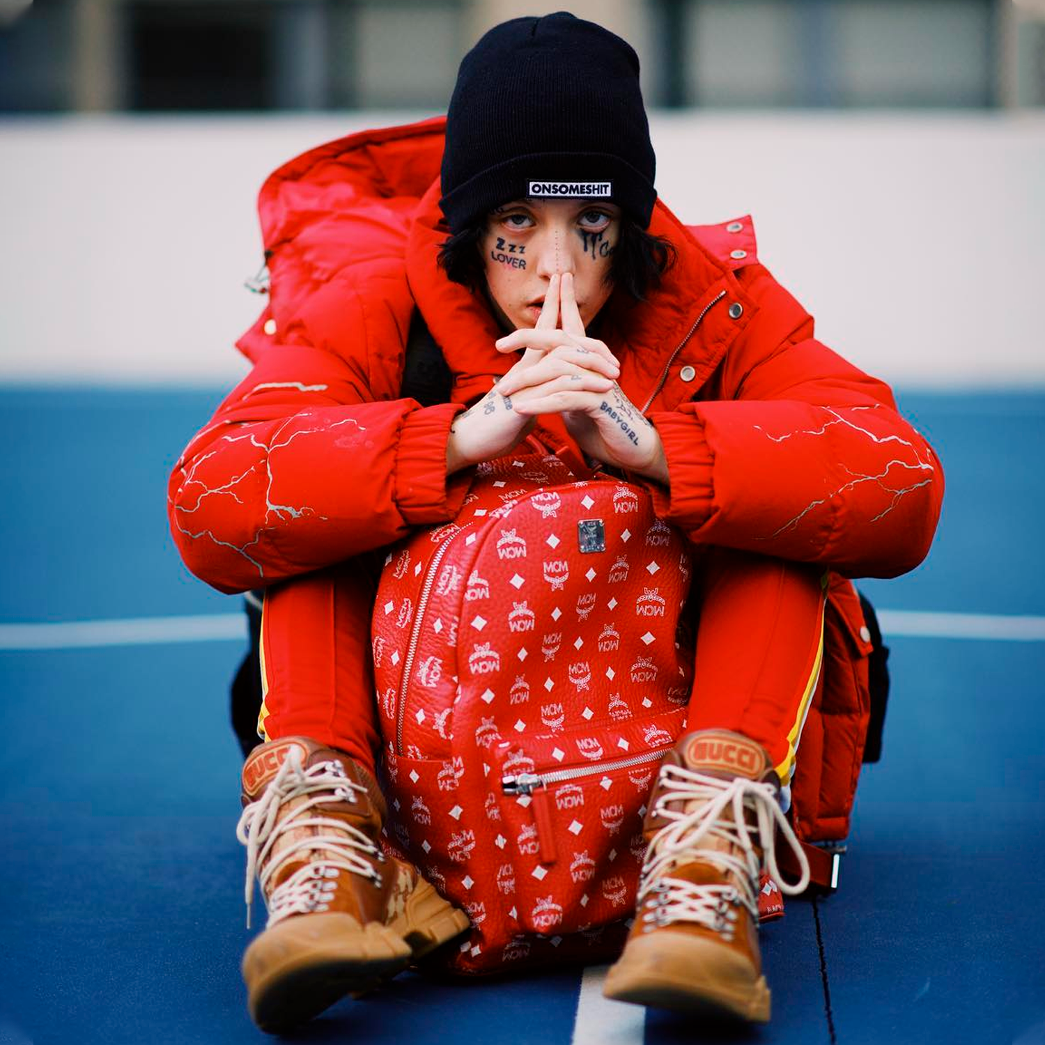 Lil Xan wearing Onsomeshit Box Logo Beanie, Urban Outfitters It's ...